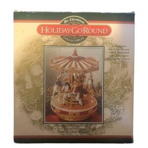 VTG 1997 Mr. Christmas Holiday Go Round Miniature Merry Go Round Carousel Music
